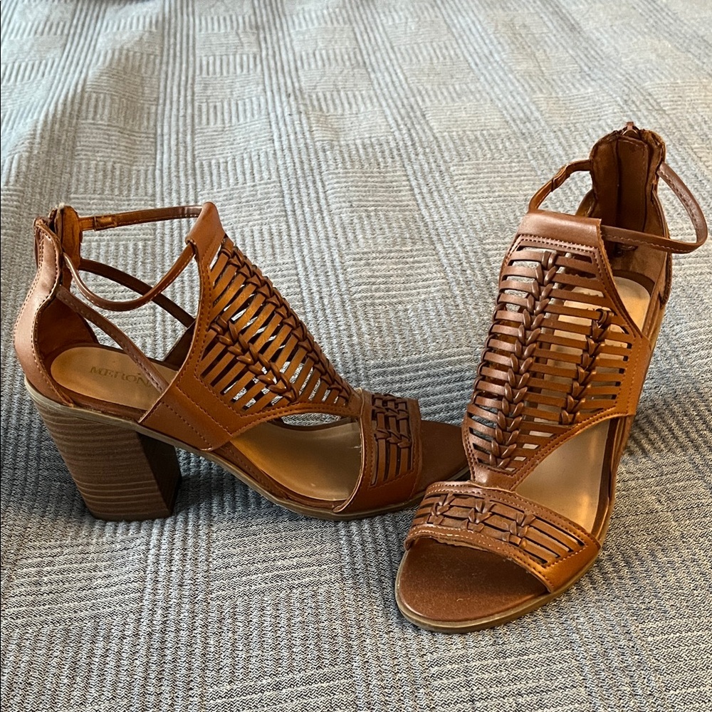 Merona Brown Woven Block Heel Sandals
